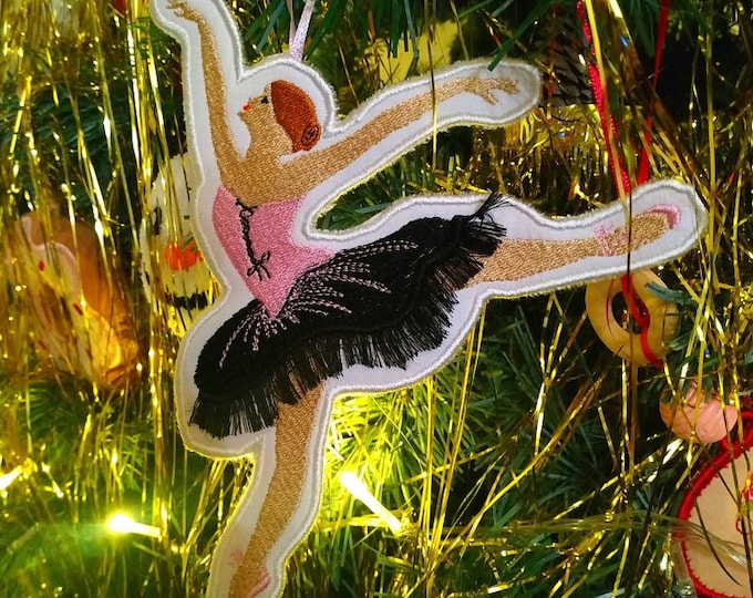 ITH ballerina fringed ornament Machine embroidery design - tutorial included - Instant download file