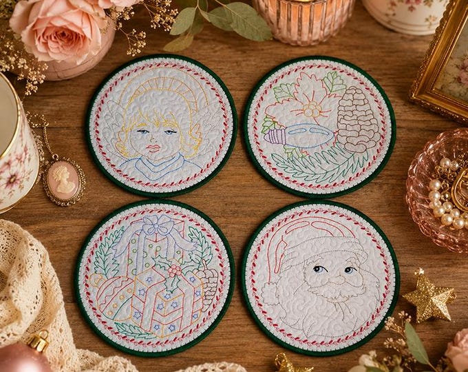 ITH Christmas for you coasters 1 Machine embroidery designs - Instant download file