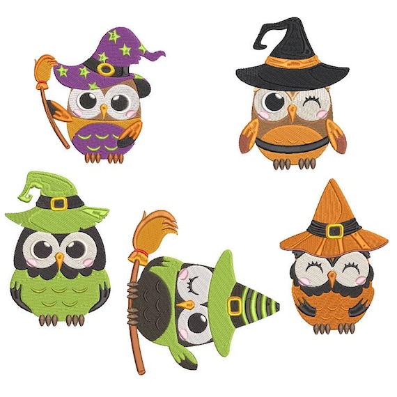 Witch owls  Machine embroidery designs - Instant download files