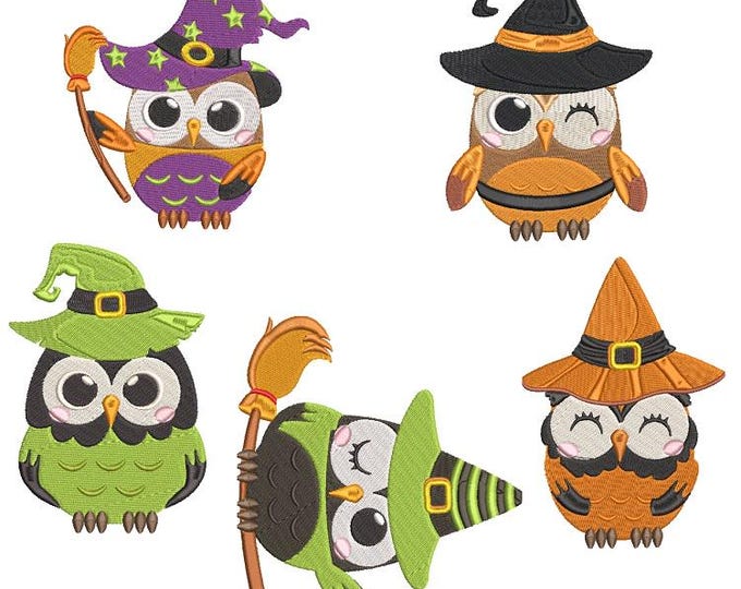 Witch owls  Machine embroidery designs - Instant download files