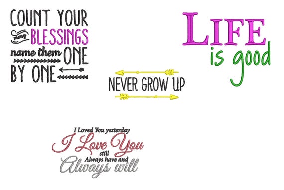 Beautiful sayings, quotes machine embroidery designs Set - Instant download file (many formats)