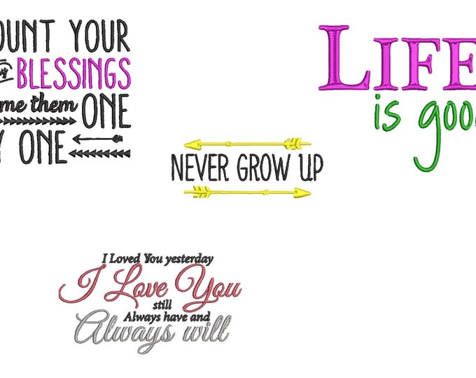 Beautiful sayings, quotes machine embroidery designs Set - Instant download file (many formats)
