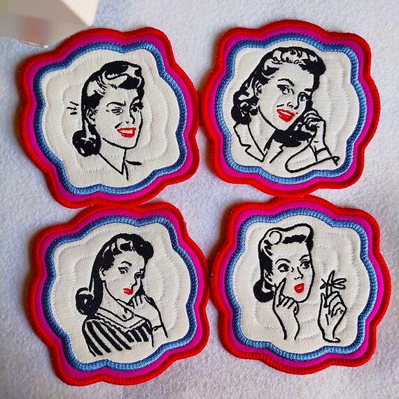 ITH Vintage ladies coasters Machine embroidery designs - Instant download file