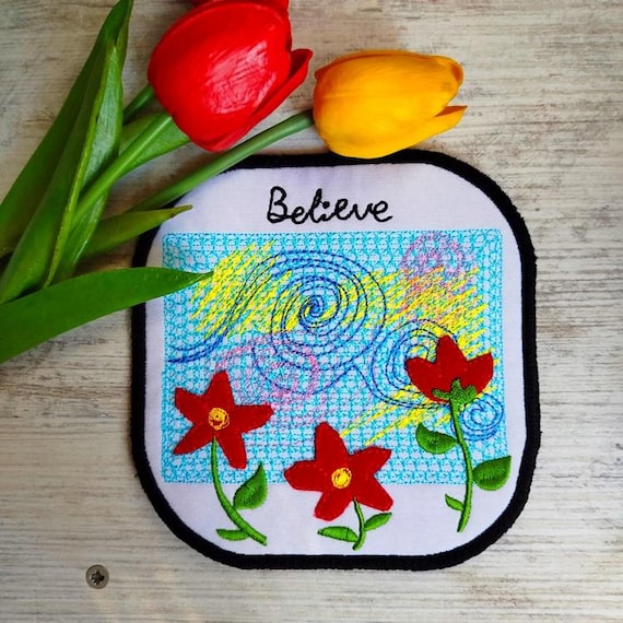 ITH Believe Coaster Machine embroidery design - Instant download file