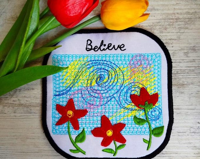 ITH Believe Coaster Machine embroidery design - Instant download file