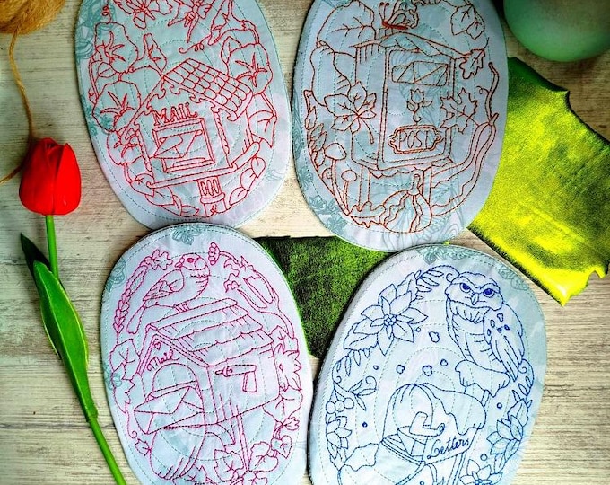 ITH Seasonal mailbox coasters 2 Machine embroidery design - Instant download files