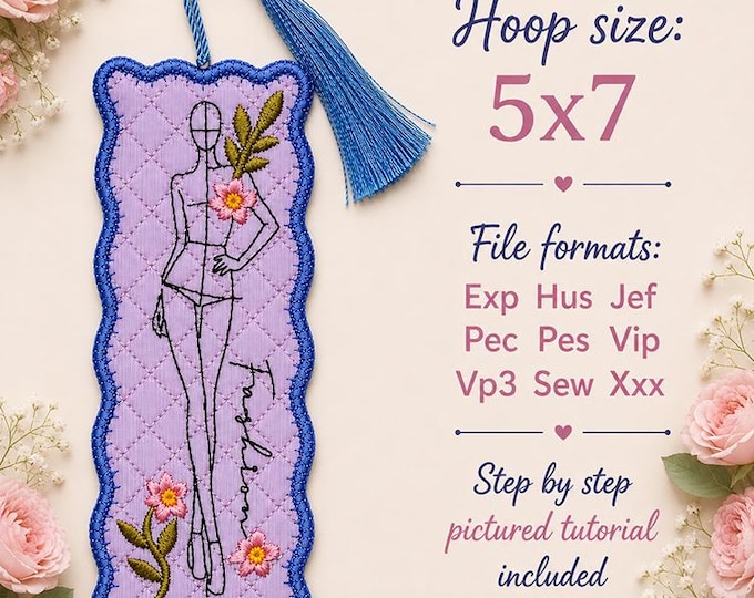 ITH Fashionable bookmark Machine embroidery design - Instant download file