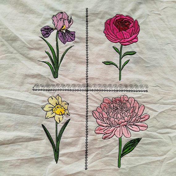 Florals Machine embroidery designs set - Instant download files
