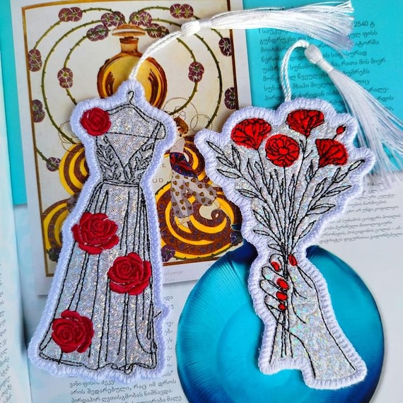 ITH Feminine floral bookmarks - Machine embroidery designs - Instant download file