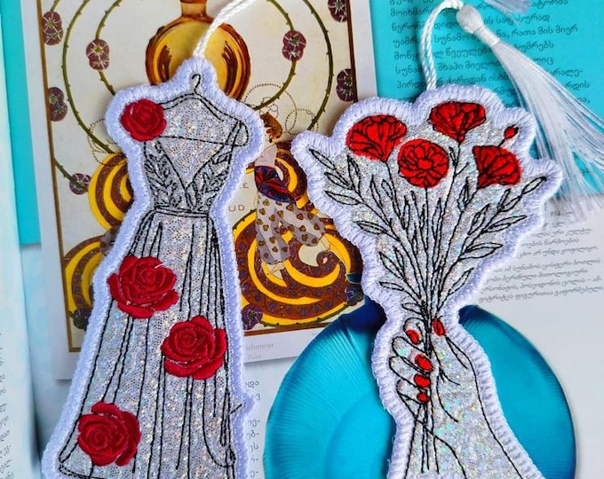 ITH Feminine floral bookmarks - Machine embroidery designs - Instant download file