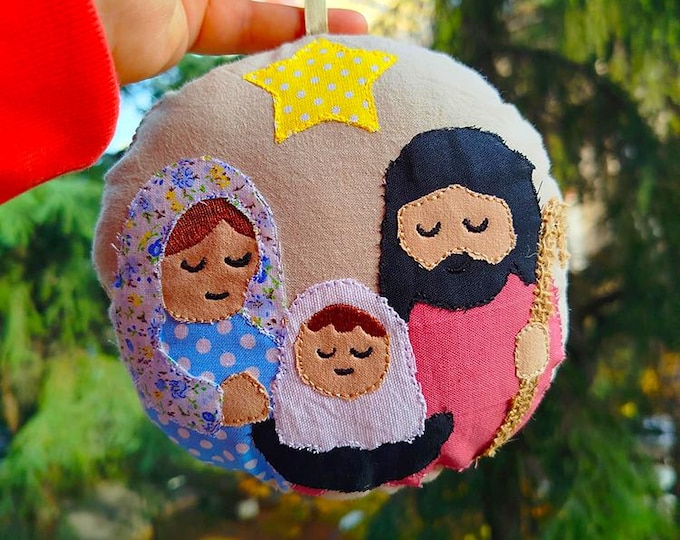 ITH Nativity applique stuffed ornament Machine embroidery design - Instant download file