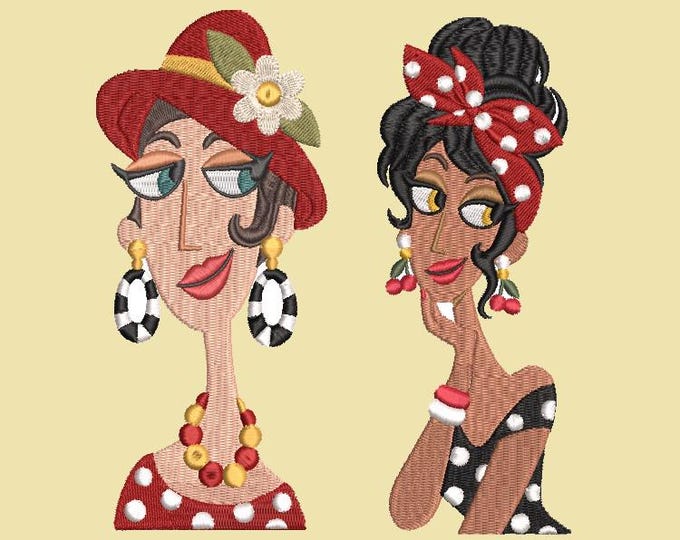 Beautiful girls 5x7 Machine embroidery designs - Instant download file