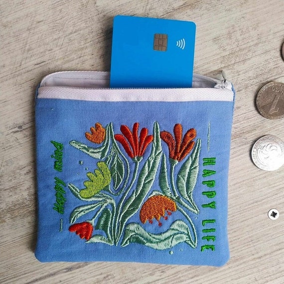 ITH Happy mind fully lined purse - Machine embroidery design - Instant download file