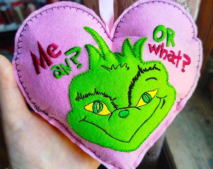ITH Grinch felt Mean ornament Machine embroidery design - Instant download file