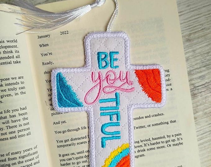 ITH beyoutiful cross bookmark Machine embroidery design - Instant download file