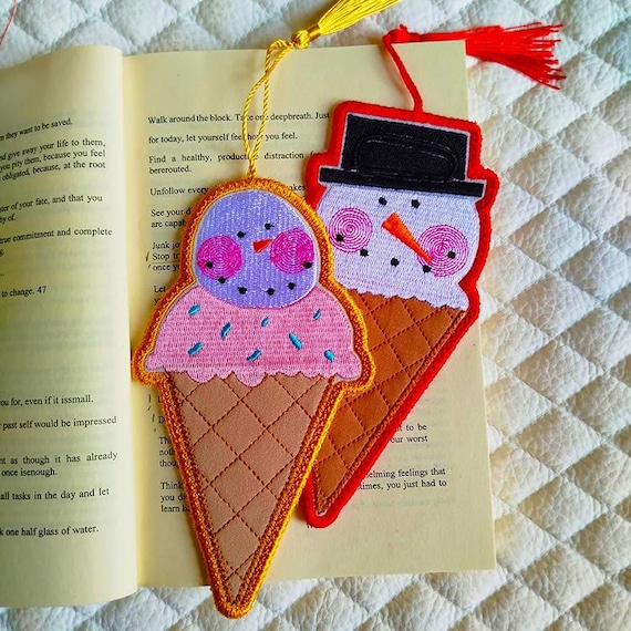 ITH Snowmen ice creams bookmarks Machine embroidery designs - Instant download file