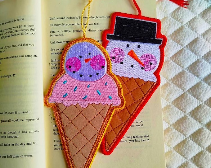 ITH Snowmen ice creams bookmarks Machine embroidery designs - Instant download file