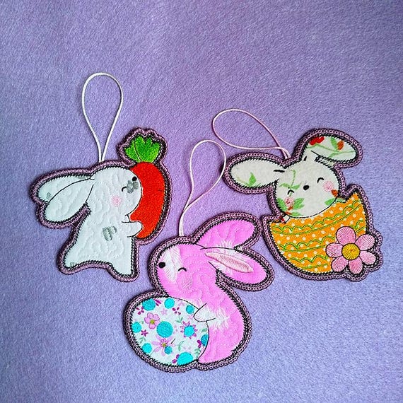 ITH Easter little bunnies ornaments Machine embroidery designs - Instant download file