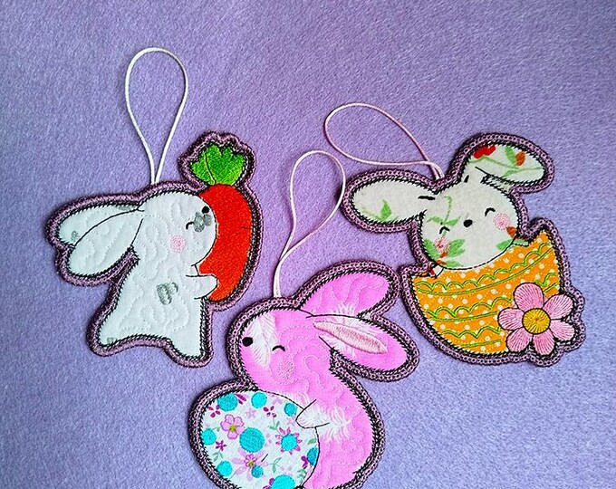 ITH Easter little bunnies ornaments Machine embroidery designs - Instant download file