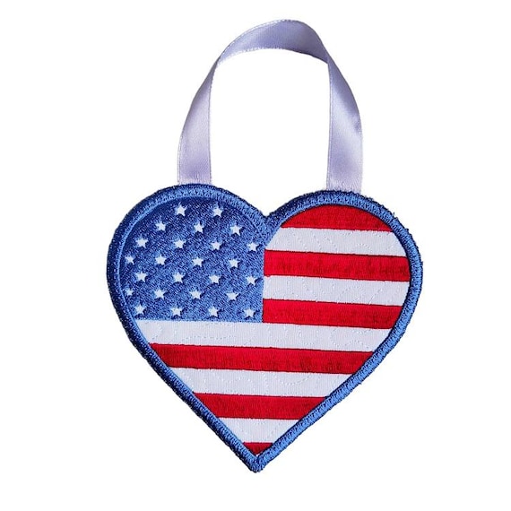ITH Patriotic heart Machine embroidery design - Instant download file