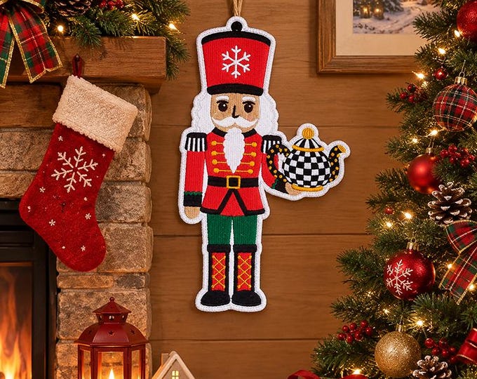 ITH Nutcracker with teapot wall hanger Machine embroidery design - Instant download file