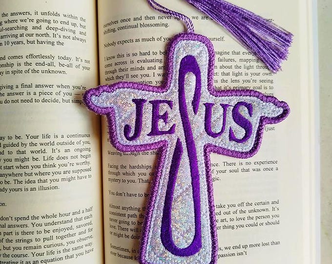 ITH Jesus inspirational bookmark Machine embroidery design - Instant download file