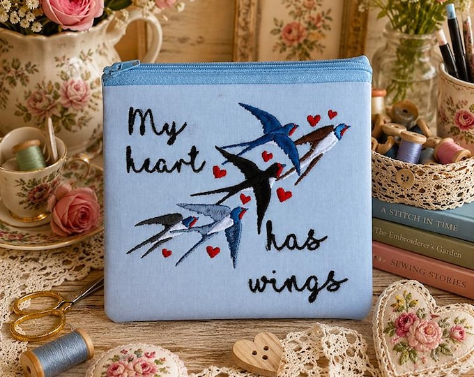 ITH My heart has wings purse Machine embroidery design - Instant download file