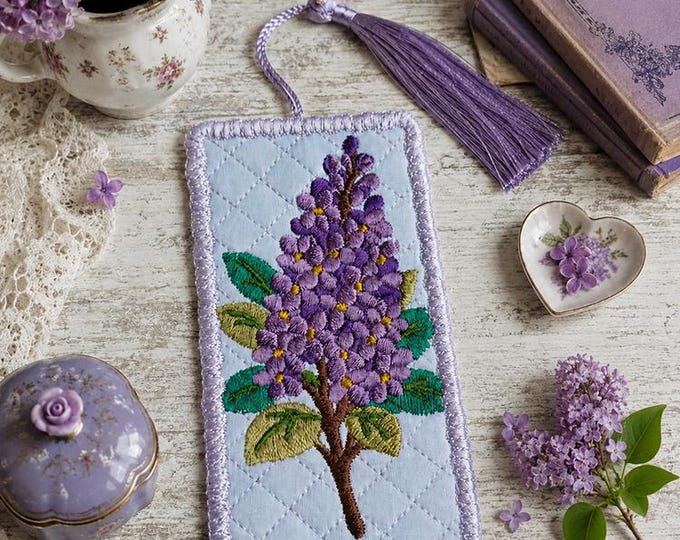 ITH Lilacs bookmark Machine embroidery design - Instant download file
