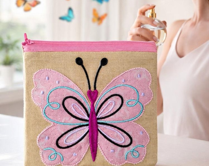 ITH Butterfly sophistication purse Machine embroidery design - Instant download file