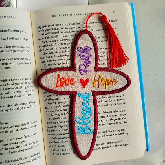 ITH Inspirational cross bookmark Machine embroidery design - Instant download file