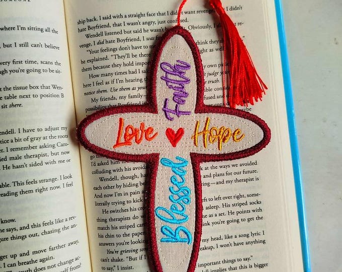 ITH Inspirational cross bookmark Machine embroidery design - Instant download file