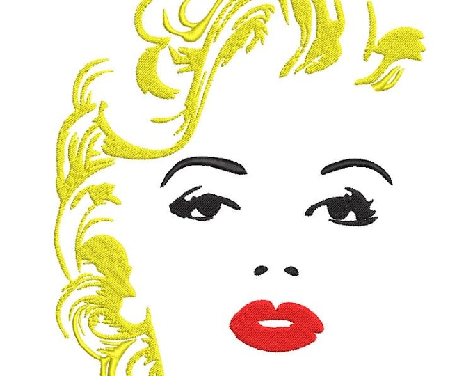 Marilyn blond girl Machine embroidery design - Instant download file