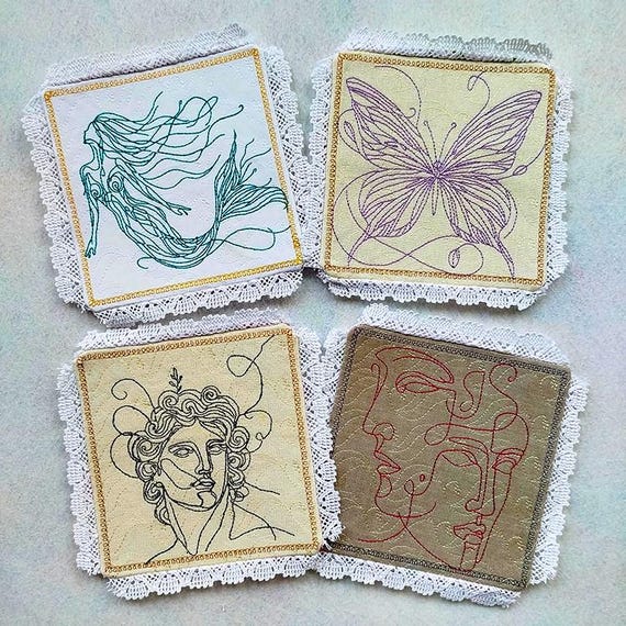 ITH Treasures in coasters Machine embroidery designs - Instant download file