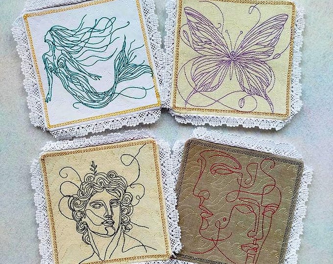 ITH Treasures in coasters Machine embroidery designs - Instant download file