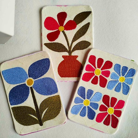 ITH Floral simplicity in mugrugs Machine embroidery designs - Instant download file