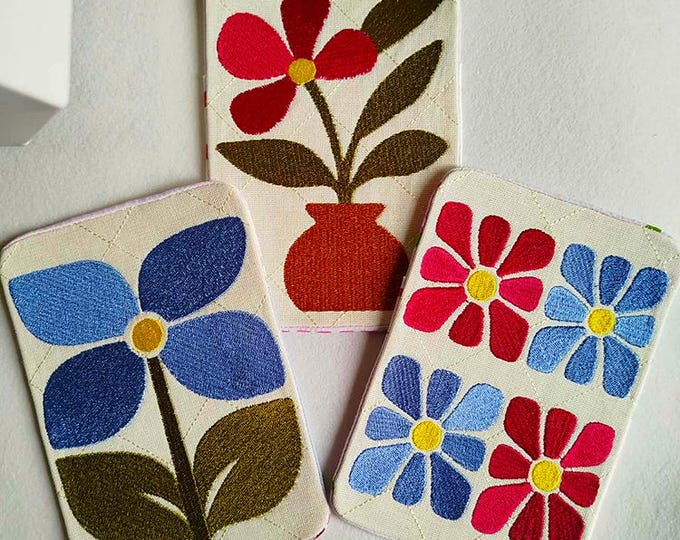 ITH Floral simplicity in mugrugs Machine embroidery designs - Instant download file