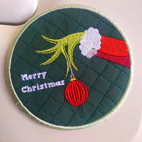 Grumpy Machine embroidery coaster design - Updated with a tutorial - Instant download file