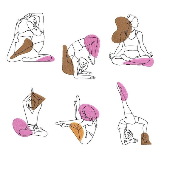 Yoga Machine embroidery designs set - Instant download files