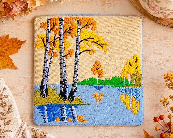 ITH Mugrug with a view Machine embroidery design - Instant download file