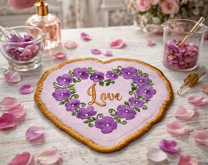 ITH floral love beautiful coaster Machine embroidery design - Instant download file