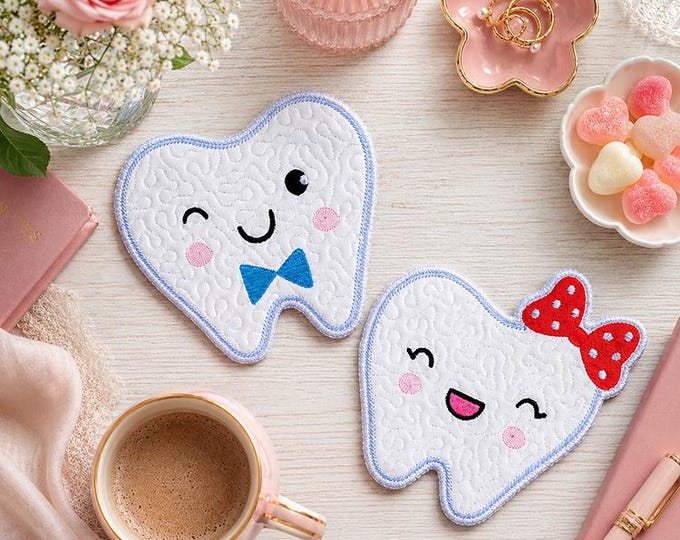 ITH Cute teeth coasters Machine embroidery designs - Instant download file