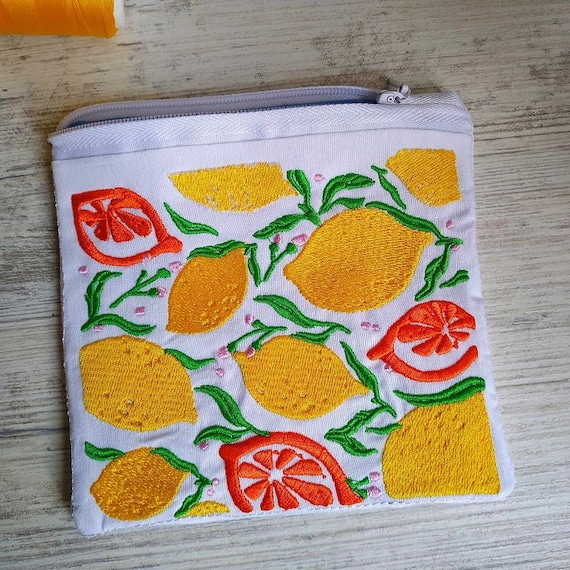 ITH Lemon little purse - Fully lined - Machine embroidery design - Instant download file