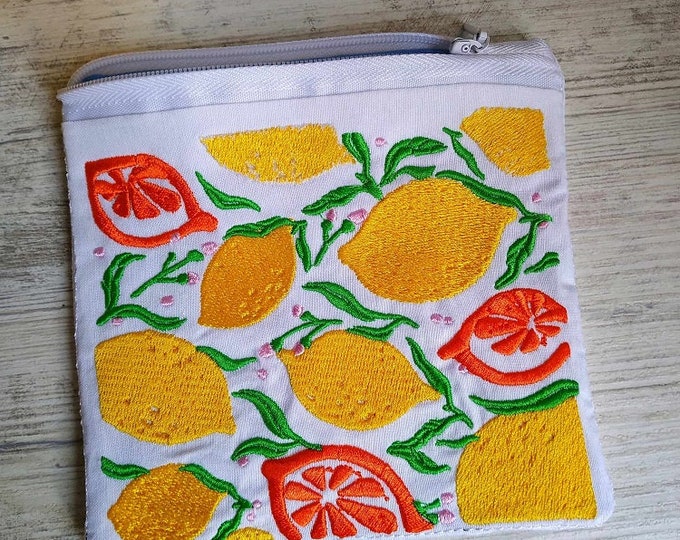 ITH Lemon little purse - Fully lined - Machine embroidery design - Instant download file