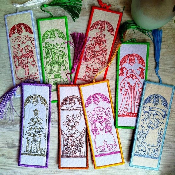 ITH Vintage Christmas bookmarks Big Bundle - Machine embroidery design - Instant download files