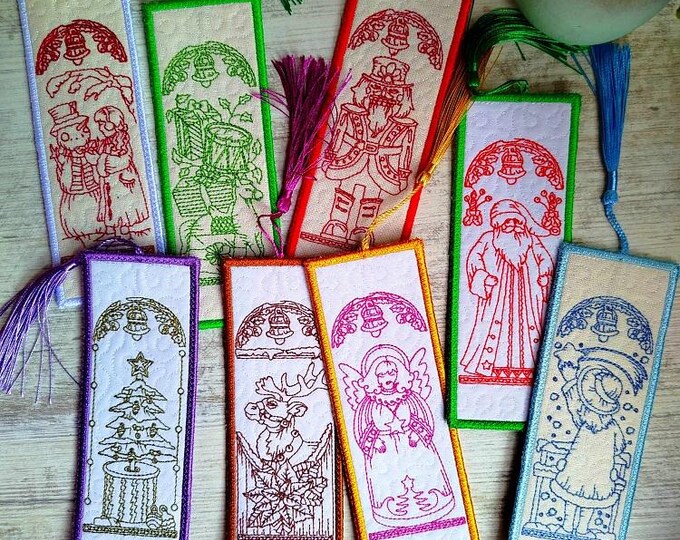 ITH Vintage Christmas bookmarks Big Bundle - Machine embroidery design - Instant download files