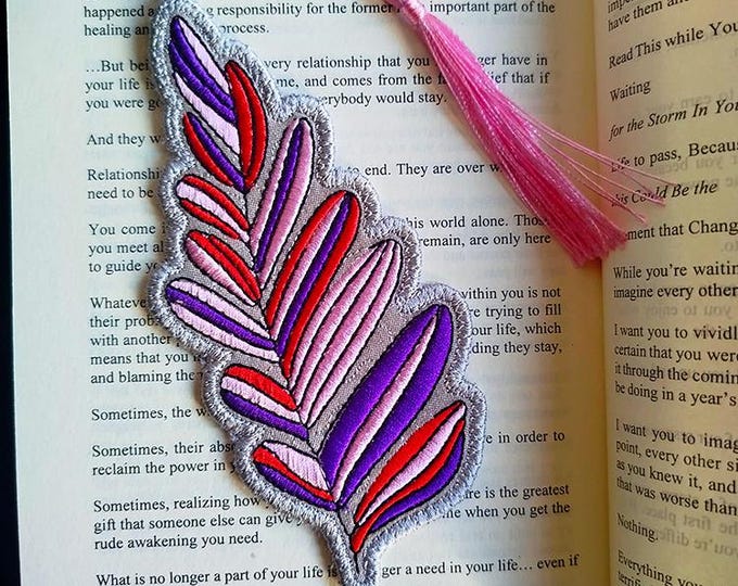 ITH Colorful leaf bookmark Machine embroidery design - Instant download file