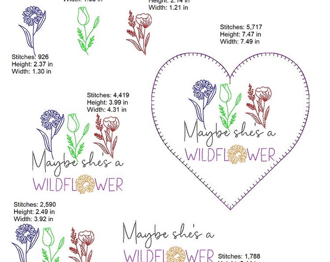 I am a wildflower machine embroidery set - Instant download files