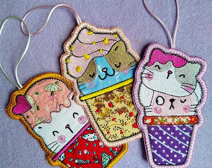 ITH Kitties ornaments 2 Machine embroidery designs - Instant download file
