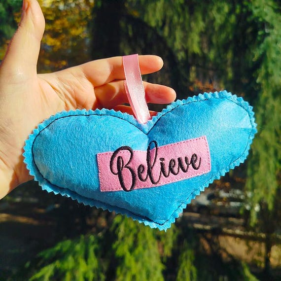 ITH Believe felt heart Machine embroidery design - Instant download file