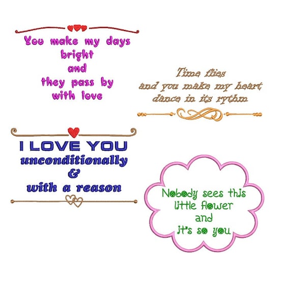 Inspirational machine embroidery words set- Instant download file